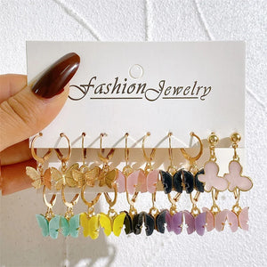 Colorful Butterfly Earring Set For Women