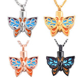 Butterfly Ash Holder Necklace Stainless Steel Crem