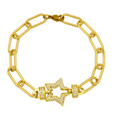 Colorful CZ Crystal Star Bracelet Screw Cuban Link Charm Bracelet