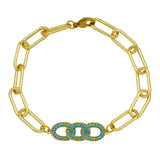 Colorful CZ Crystal Star Bracelet Screw Cuban Link Charm Bracelet