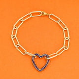 Colorful CZ Crystal Star Bracelet Screw Cuban Link Charm Bracelet