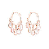 Colorful CZ Drop Earrings Zircon Pendant Bling Hoop Earrings