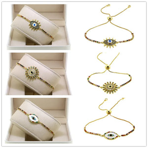 Colorful CZ Evil Eye Bracelet Women Chain Girl Adjustable Lucky Jewelry