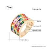 Colorful CZ Rainbow Band Rings Delicate CZ Crystal 14MM Width Rings