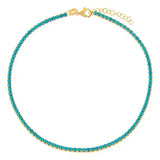 Colorful CZ Tennis Chain Anklet for Summer Beach Jewelry