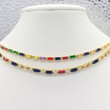 Colorful CZ Tennis Choker Necklace Pink Green Iced Out Bling 5A 5mm Cubic Zircon