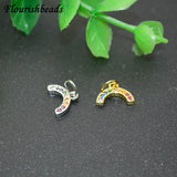 Colorful CZ Zircon Beads Paved Half Round Rainbow Bridge Charms