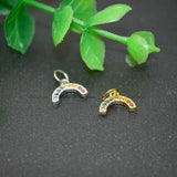Colorful CZ Zircon Beads Paved Half Round Rainbow Bridge Charms