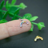 Colorful CZ Zircon Beads Paved Half Round Rainbow Bridge Charms