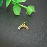 Colorful CZ Zircon Beads Paved Half Round Rainbow Bridge Charms