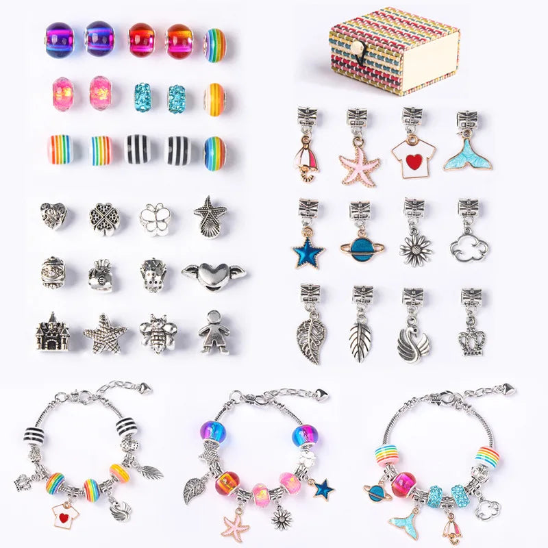Cartoon Crystal Bracelet DIY Jewelry Set Gift for Girls