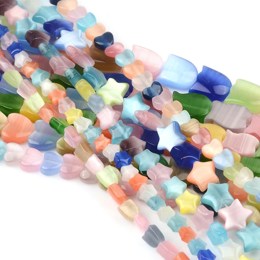 Cat Eye Stone Lampwork Glass Beads Jewelry Making DIY Charm Bracelets Supplies