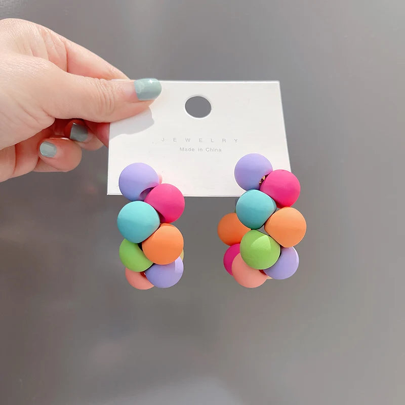 Colorful Cc Earrings Exaggerated Luxury Women Jewelry
