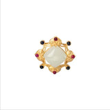 Colorful Charm Hetian Jade Diamond Pendant Silver Plated Geometric Jade Pendant