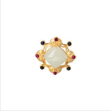 Colorful Charm Hetian Jade Diamond Pendant Silver Plated Geometric Jade Pendant