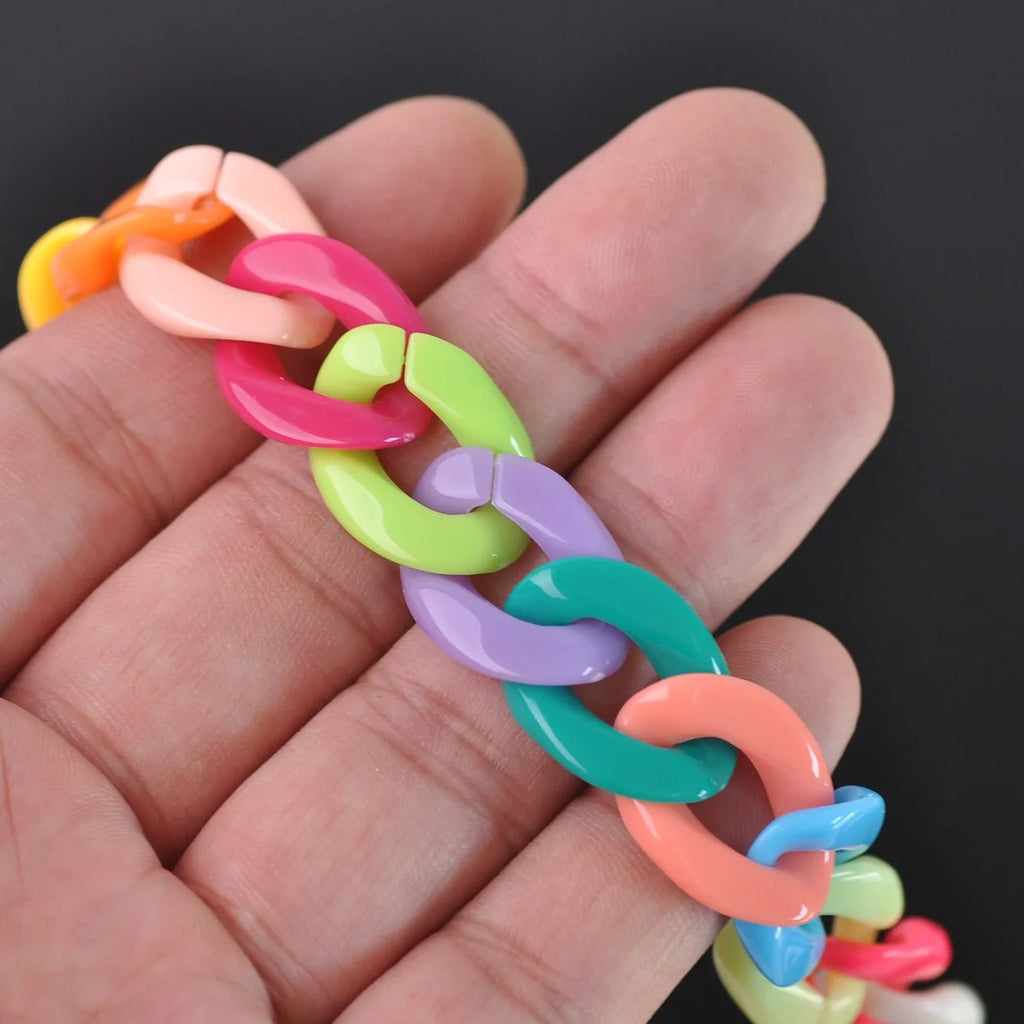 Colorful Chunky Acrylic Chain Rings for DIY Jewelry Making