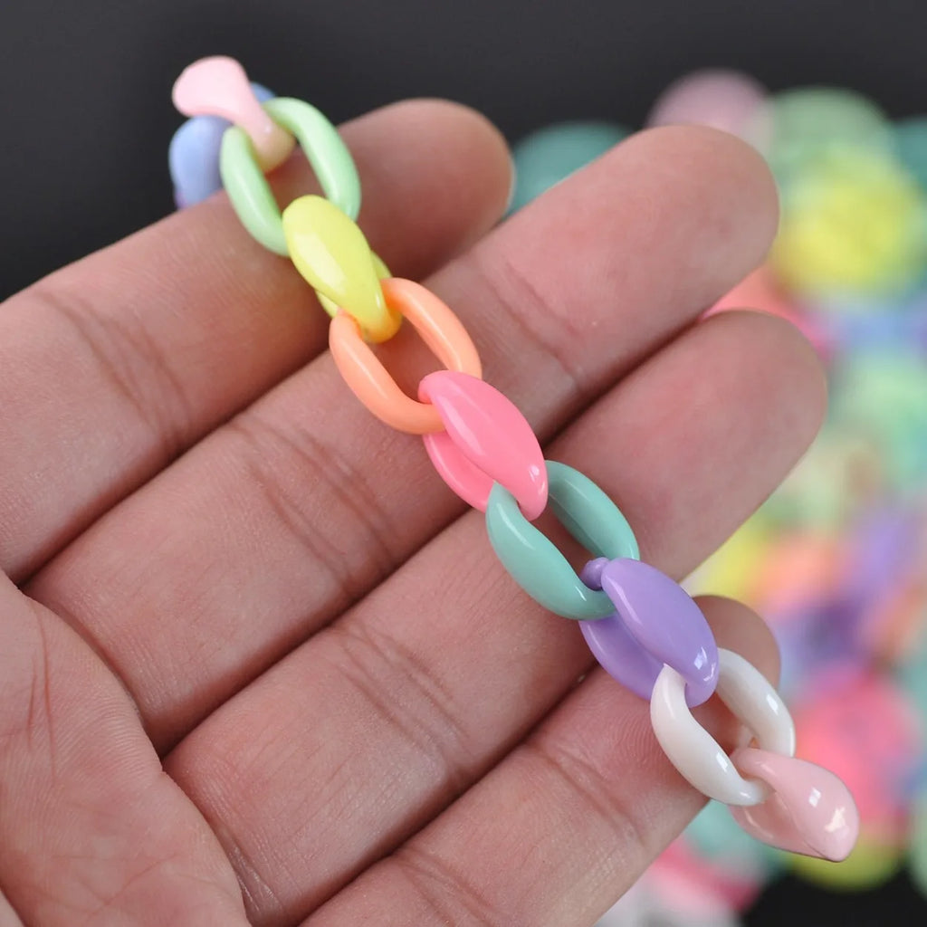 Colorful Chunky Acrylic Chain Rings for DIY Jewelry Making