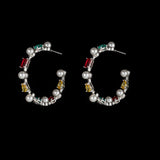 Colorful Circle C Hoop Earrings for Teens Pearl Piercing Fine Women