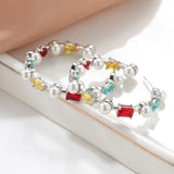 Colorful Circle C Hoop Earrings for Teens Pearl Piercing Fine Women