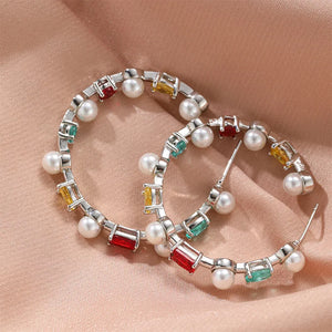 Colorful Circle C Hoop Earrings for Teens Pearl Piercing Fine Women