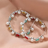 Colorful Circle C Hoop Earrings for Teens Pearl Piercing Fine Women