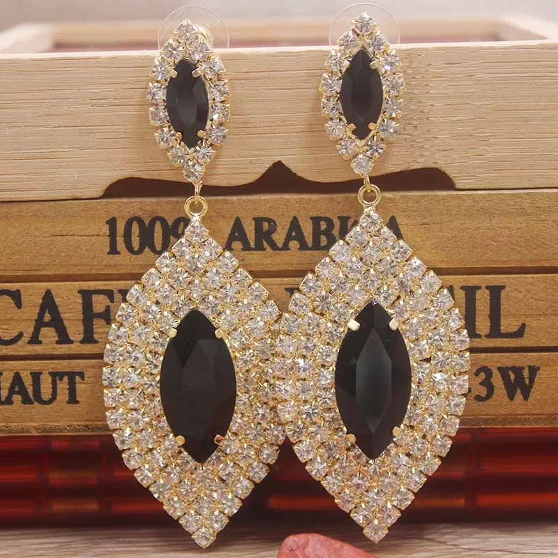 Colorful Drop Earrings Teardrop Shape Crystal Dangle Earrings for Women