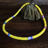 Colorful Clay Boho 6mm Beaded Polymer Necklace Flat Round Necklaces Choker Chain