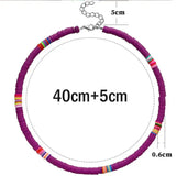 Colorful Clay Boho 6mm Beaded Polymer Necklace Flat Round Necklaces Choker Chain