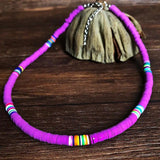 Colorful Clay Boho 6mm Beaded Polymer Necklace Flat Round Necklaces Choker Chain
