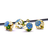 Colorful Cloisonne Flower Leaf Jingle Bells Necklace Pendant