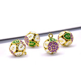 Colorful Cloisonne Flower Leaf Jingle Bells Necklace Pendant