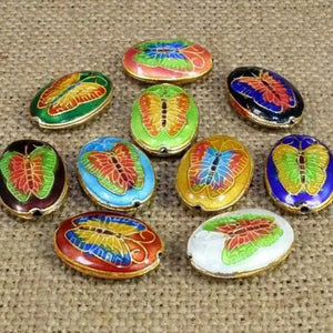 Colorful Cloisonne Butterfly Beaded Enamel Pendant High End Jewelry DIY