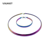 Colorful Collar Stainless Steel Necklace Women Choker Torques Jewelry