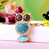 Colorful Crystal Owl Keychain Rhinestone Bag Charm Key Chain Metal Key Ring