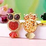 Colorful Crystal Owl Keychain Rhinestone Bag Charm Key Chain Metal Key Ring