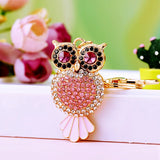 Colorful Crystal Owl Keychain Rhinestone Bag Charm Key Chain Metal Key Ring