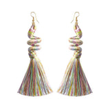 Colorful Cotton Thread Spiral Spring Tassel Earrings
