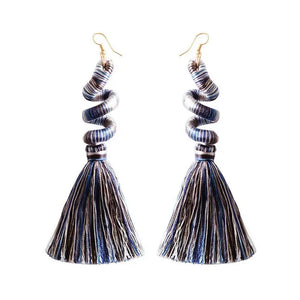 Colorful Cotton Thread Spiral Spring Tassel Earrings