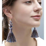 Colorful Cotton Thread Spiral Spring Tassel Earrings