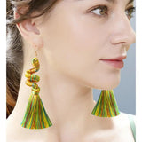 Colorful Cotton Thread Spiral Spring Tassel Earrings