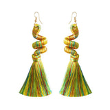 Colorful Cotton Thread Spiral Spring Tassel Earrings
