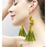 Colorful Cotton Thread Spiral Spring Tassel Earrings