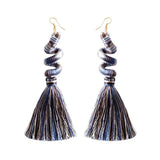 Colorful Cotton Thread Spiral Spring Tassel Earrings