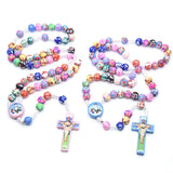 Colorful Cross Beaded Pendant Necklaces for Kids