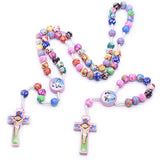 Colorful Cross Beaded Pendant Necklaces for Kids