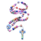 Colorful Cross Beaded Pendant Necklaces for Kids