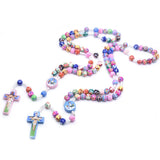 Colorful Cross Beaded Pendant Necklaces for Kids