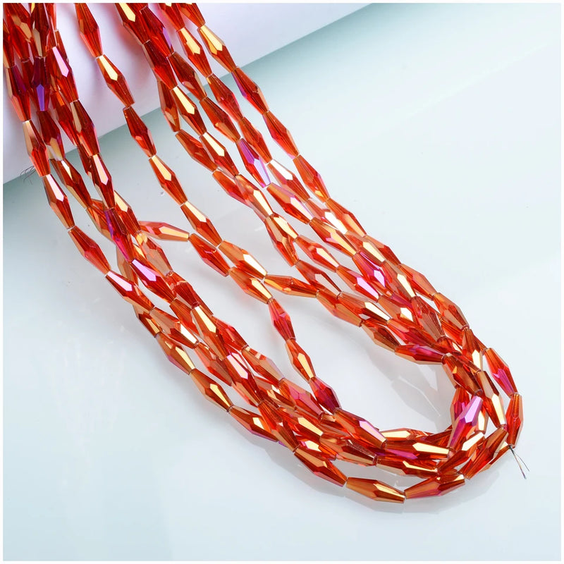 Colorful Crystal Beads 4x12mm Long Bicone Austrian Loose Spacer Beads
