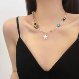 Crystal Beads Chokers Necklace Charm Flowers Pendant Necklaces Women