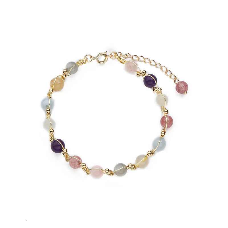 Colorful Crystal Bracelet 925 Silver Jewelry for Women Wedding Party Engagement